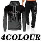 Осенне-зимний новый мужской костюм с капюшоном с принтом, спортивный свитер с завязкой, костюм для бега, брюки с длинными рукавами (4 цвета)