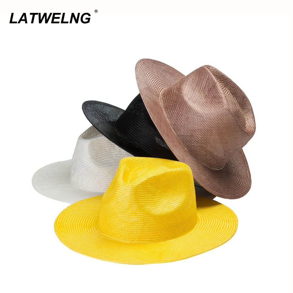 

2021 Black Panama Hat For Women Summer Sun Protecion Beach Hats Ladies White Wedding Hats Fashion Yellow Party Hat Wholesale