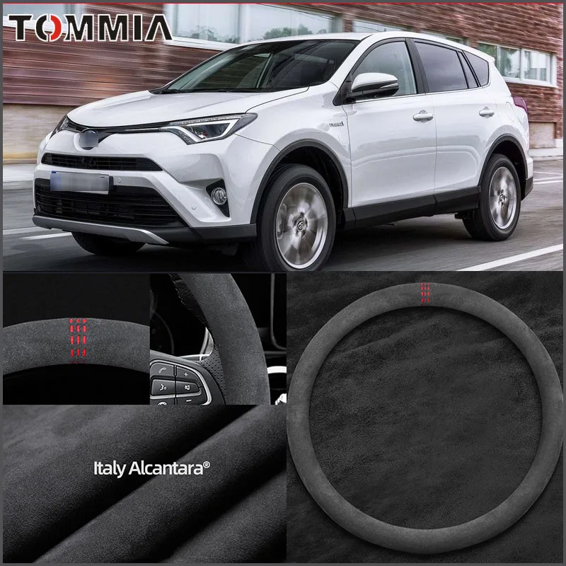 

Car Accessories Non-slip Black Alcantara Suede Car Steering Wheel Cover For Toyota RAV4
