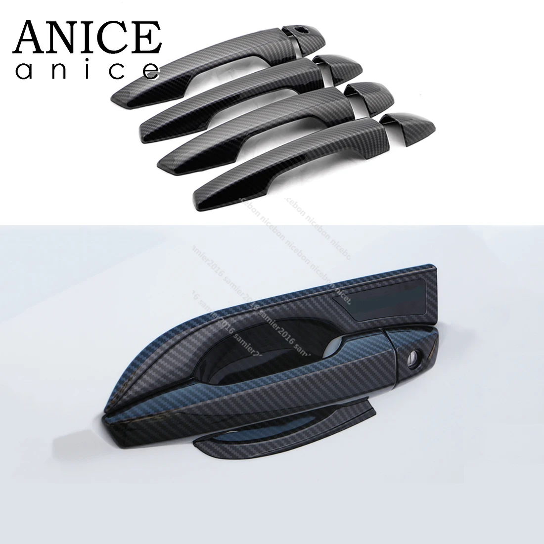 Низкая версия цветная наружная дверная ручка из углеродного волокна обшивка