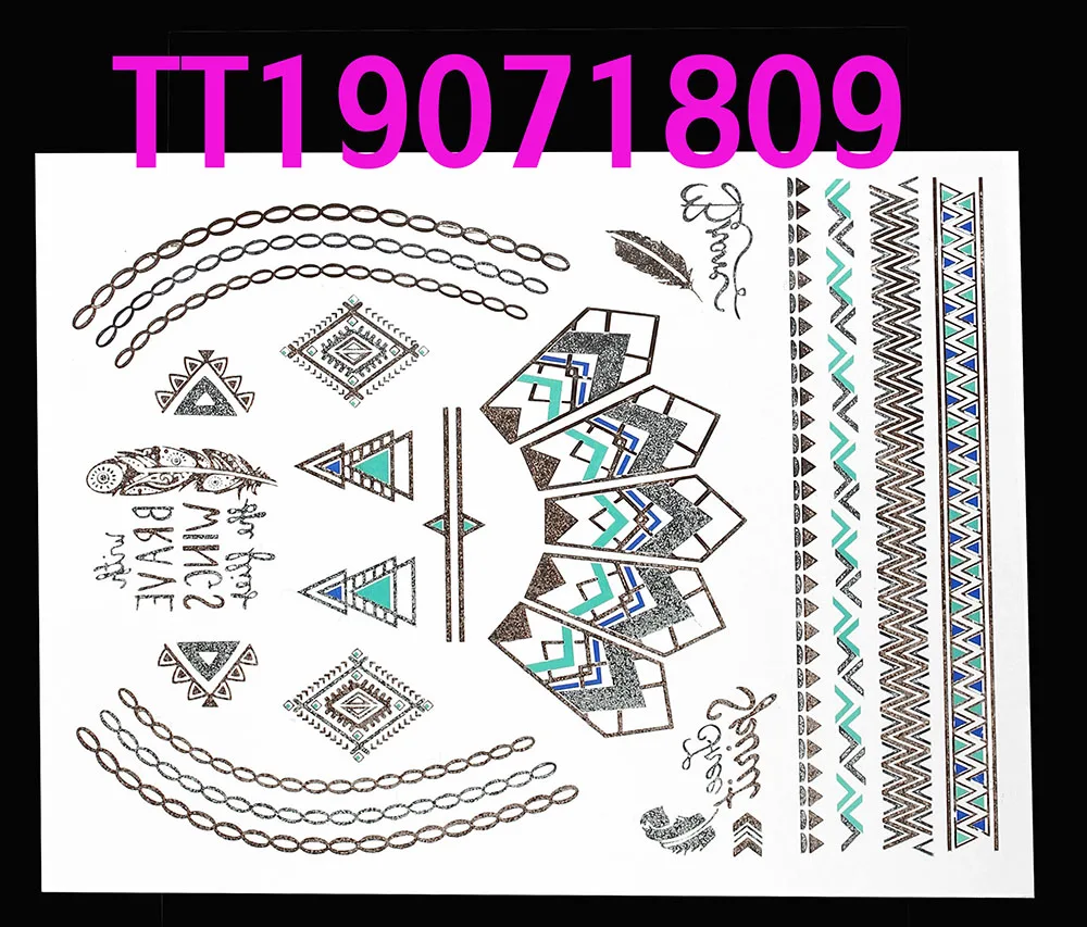 20X14 12 шт Вспышка Цвет Татуировки Временный макияж комплект синий будущее