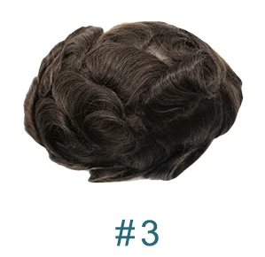 3 # Eversilky мужской парик все поли кожи замена волос системы Toupee натуральные человеческие волосы - Парик Цвет: 3 #