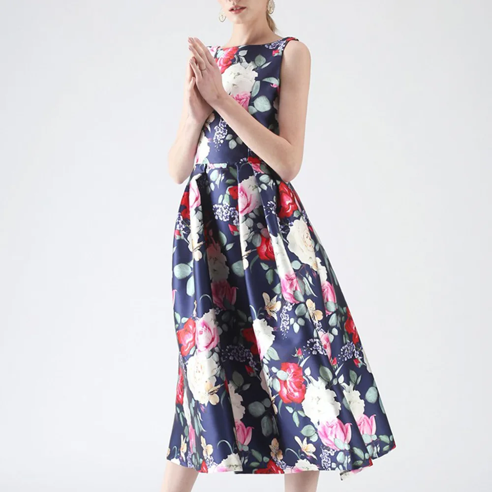 Летнее платье-макси с принтом без рукавов 6xl | Женская одежда