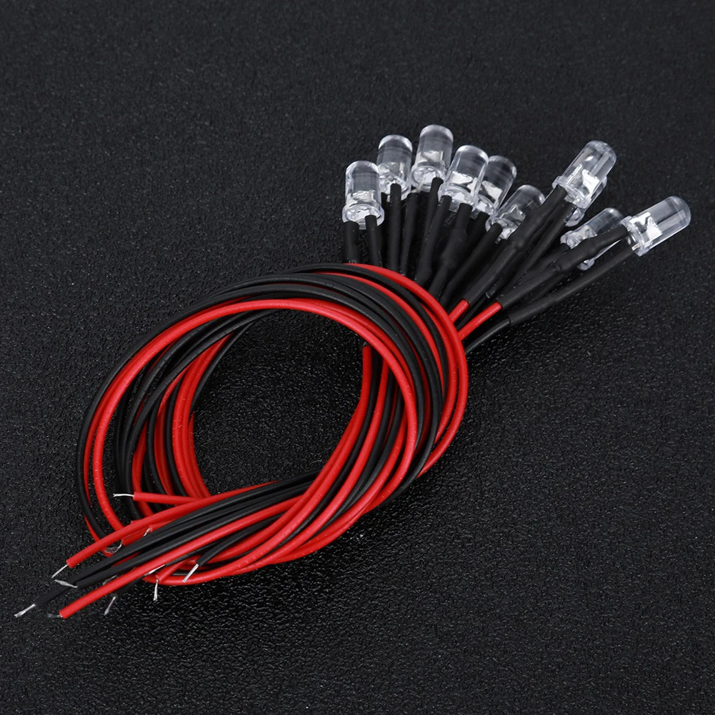 50Pcs LED Diode Wired 12V Prewired Light-Emitting with Round Head Light Bead 5mm Multicolor Quick Flashing | Лампы и освещение