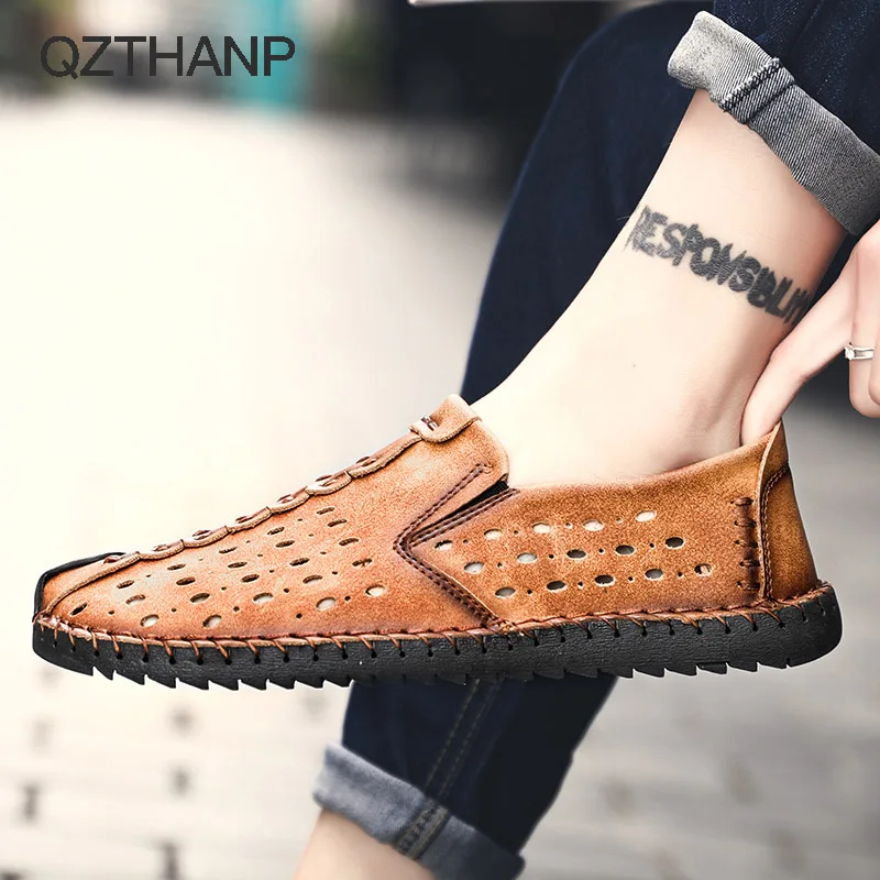 

2018 Summer Man Casual Shoes Krasovki Tenis Masculino Adult Male Breathable Leather Loafers Slipony Shoes Gympen Zapatos Hombre