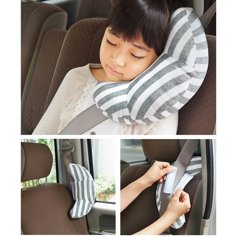 Almohada para cintur&oacute;n de seguridad de coche para ni&ntilde;os, coj&iacute;n Protector con correa para el asiento, reposacabezas suave para beb&eacute;, soporte para cuello, hombros y cabeza-1