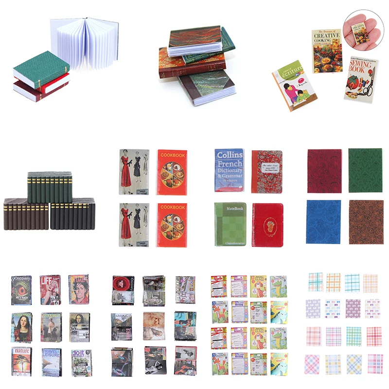 

1/3/4pcs Vintage Mini Books Model Notebook 1:12 Scale Miniatures Dollhouse Book Doll House Furniture Toys Decor Birthday Gifts