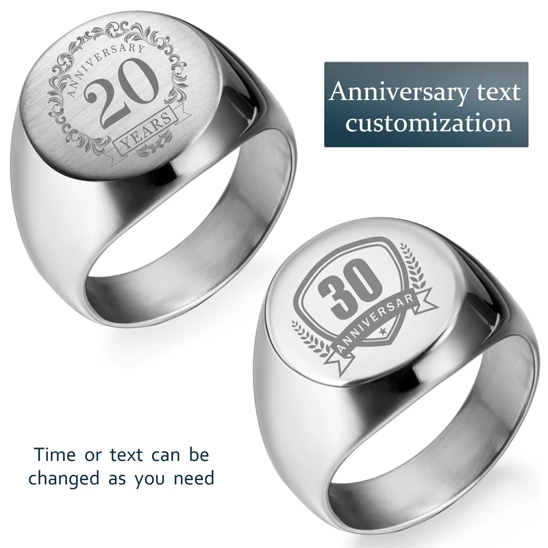 

Minimalist Customized Laser LOGO Rings Personalized Engrave Anniversary Gift Ring Polished&Brush Tone Jewelry Custom