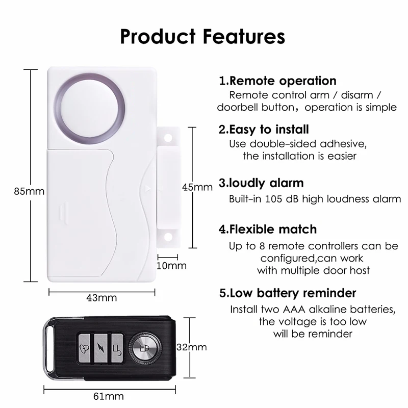 Marlboze Wireless Door Window Entry Security ABS Remote Control Sensor Alarm Host Burglar System Home Protection | Безопасность и
