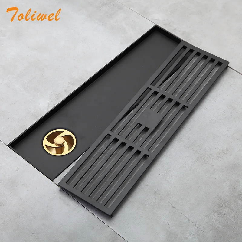 

Bathroom Grille Shower Drain Floor Drain Trap Waste Grate Grid Strainer Black