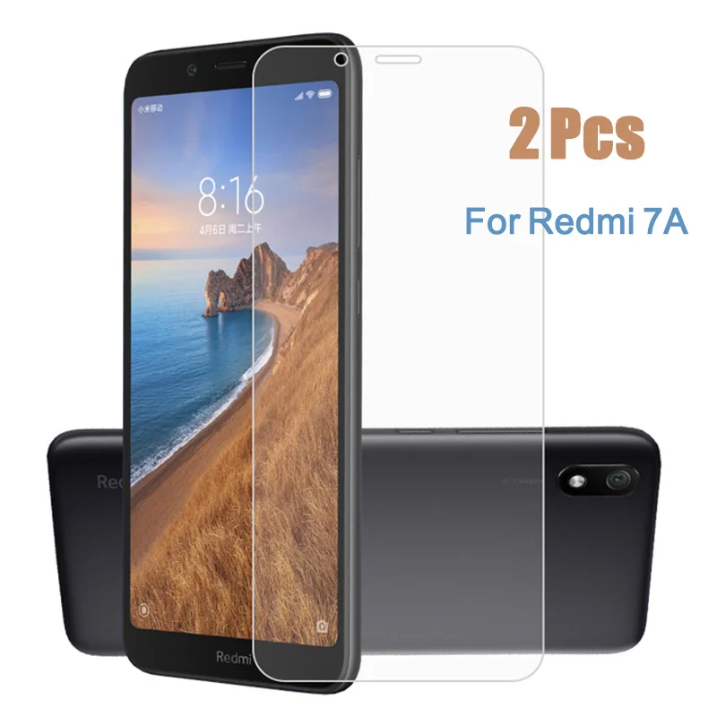 2 шт защитное стекло на xiomi redmi 7a протектор экрана закаленное для Xiaomi 7A xaomi полное