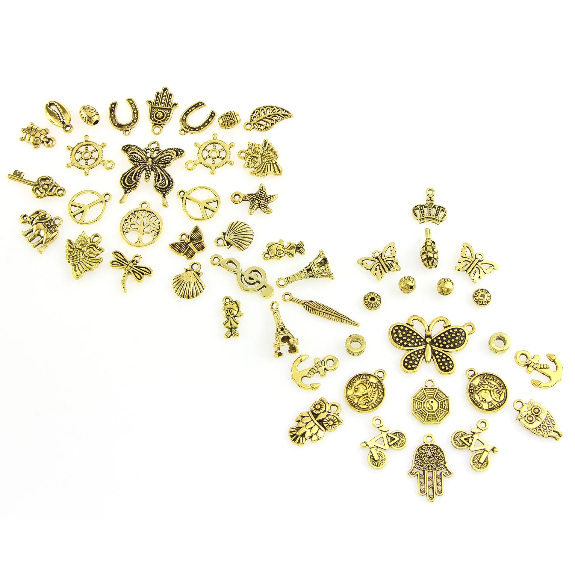 50 шт. Винтажный Золотой браслет аксессуары Подвеска Diy ожерелье смешанные