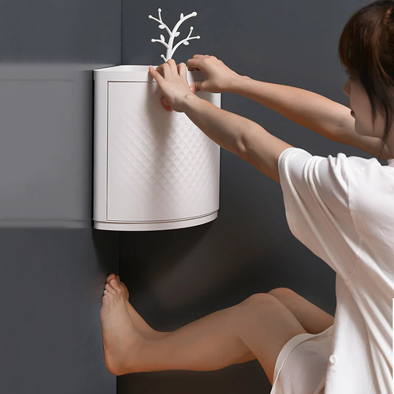 

New plastic 360 rotating bathroom storage cabinet corner storage organizer kitchen wall hanging corner cabinet storage cabinet