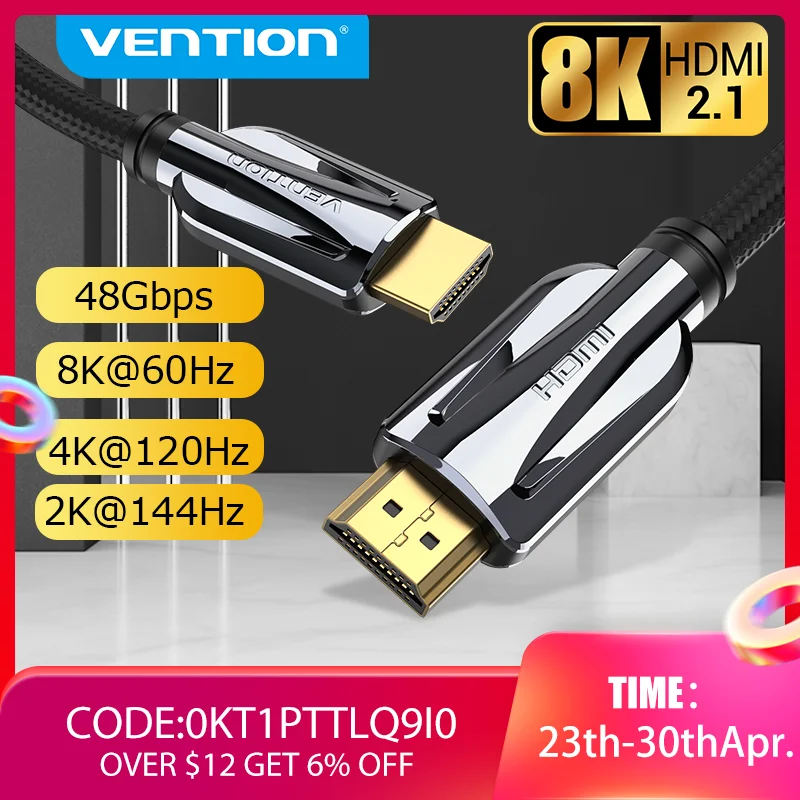 

Vention HDMI 2.1 Cable 8K/60Hz 4K/120Hz 48Gbps HDMI Digital Cables for RTX3070RTX 3080 Xbox Series X HDMI Splitter Cable HDMI 8K