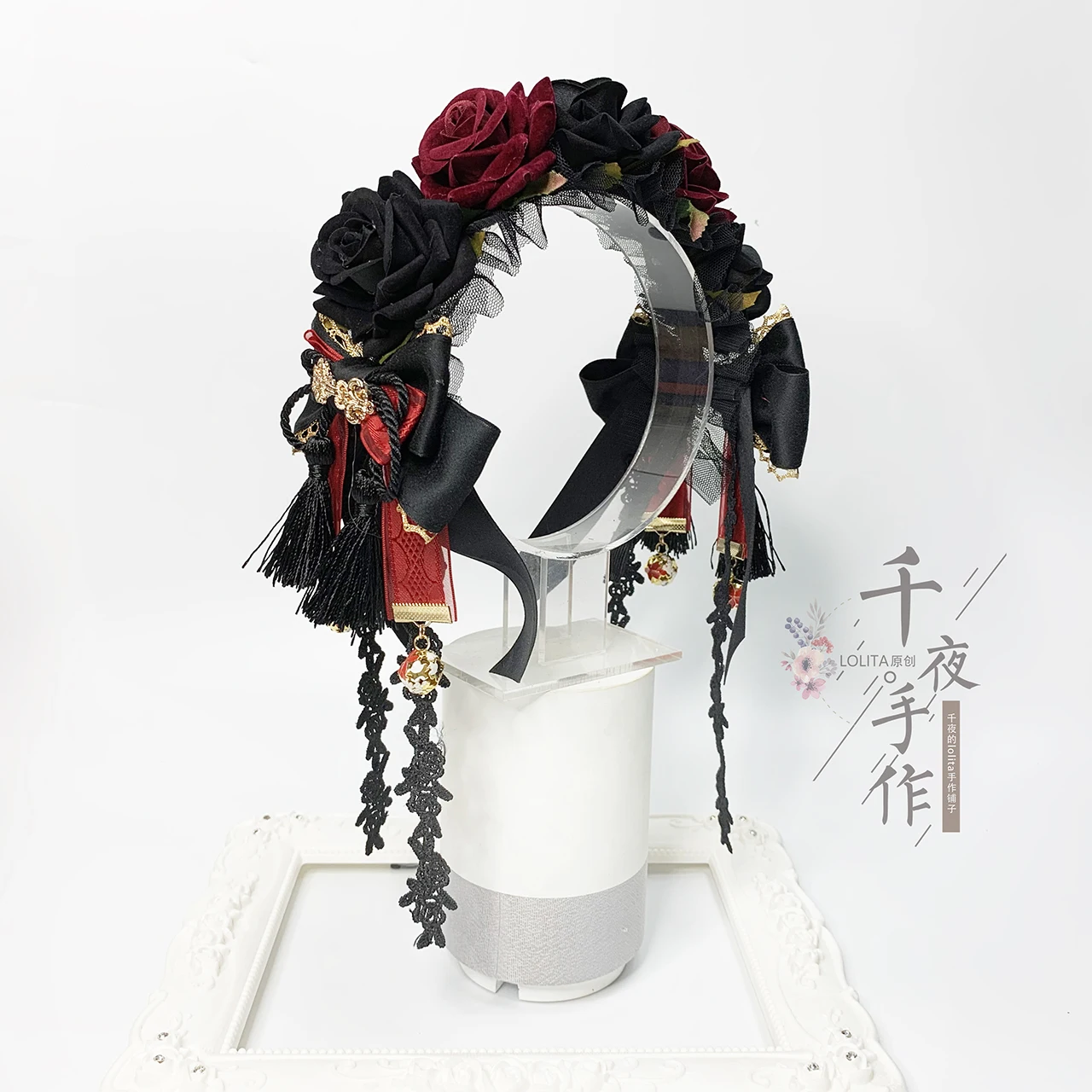 

Обруч для волос в стиле «Лолита», ручная работа, обруч для волос с маленькими колокольчиками, черный, красный, розовый, Han element KC, милый японск...