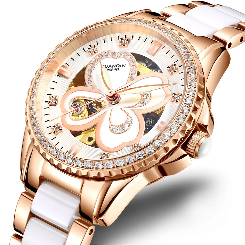 Women Watches Luxury GUANQIN GJ16111 Diamond Ladies Watch Luminous Hands Waterproof Wristwatch Women 316l Stainless Steel Tool
