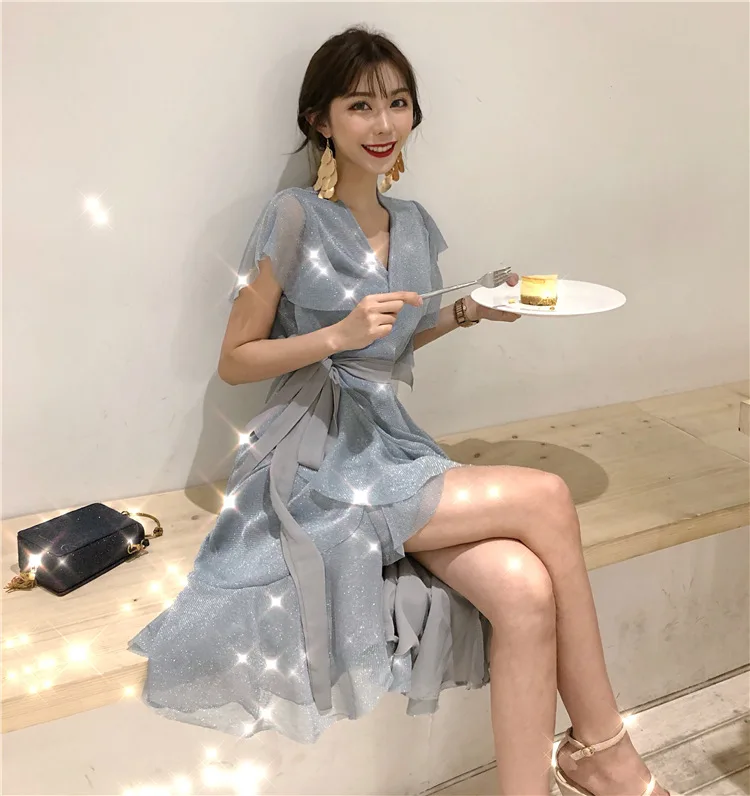 Женское летнее платье с оборками и русалкой элегантное винтажное вечернее