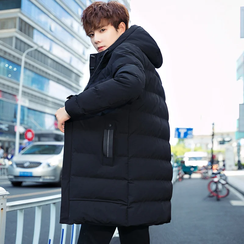 

Winter long cotton padded jacket Korean version men's thickened warm cotton padded jacket men's down jacket