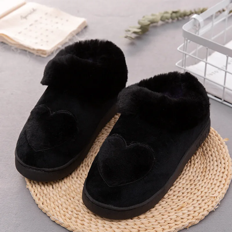 

Warm heart-shaped winter house slippers skin slippers cotton shoes couple soft Home Plush shoes indoor floor shoes pantufa
