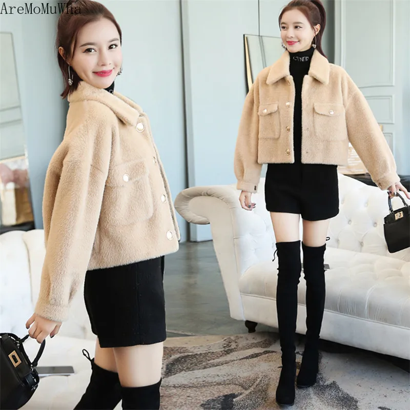 

AreMoMuWha Coat Female Short Paragraph 2019 New Thickening Woolen Korean Version of The High Wild Short Jacket Female Winter 513