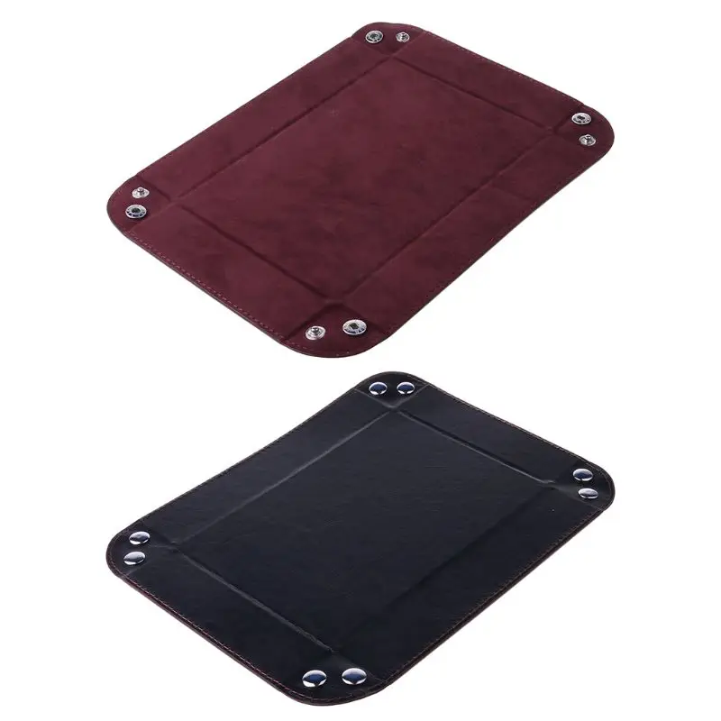 

Rectangle PU Leather Dice Trays Foldable Storage Box for Table Games Key Wallet Coin Box Desktop Sundries Trays Decorative