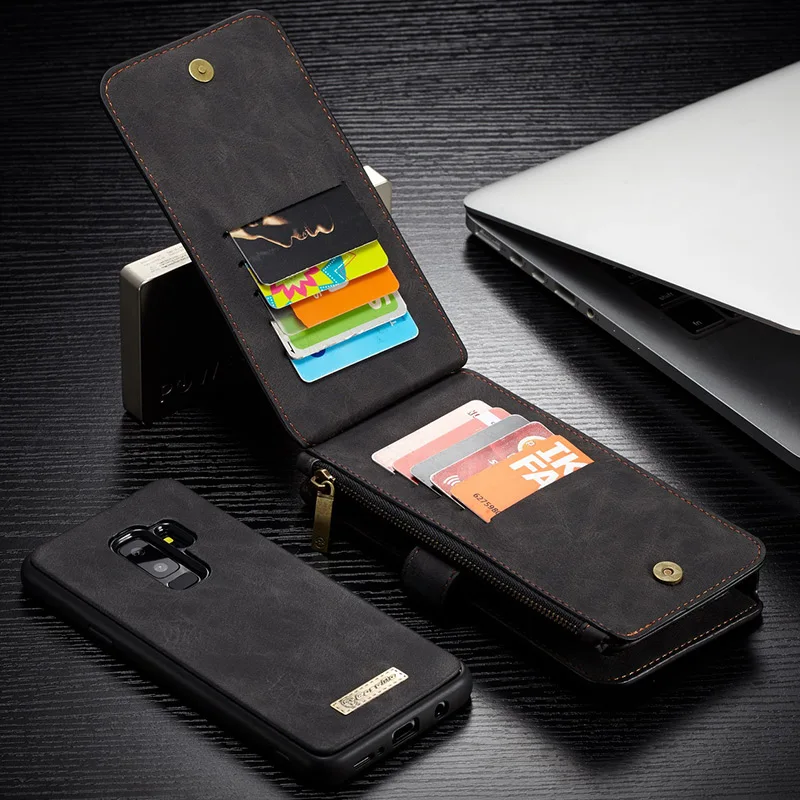 CaseMe Vintage Genuine Leather Multifunction Wallet Detachable Phone Case for Samsung Galaxy S9 S8 S10 S20 Plus Ultra Note 10 9 | Мобильные