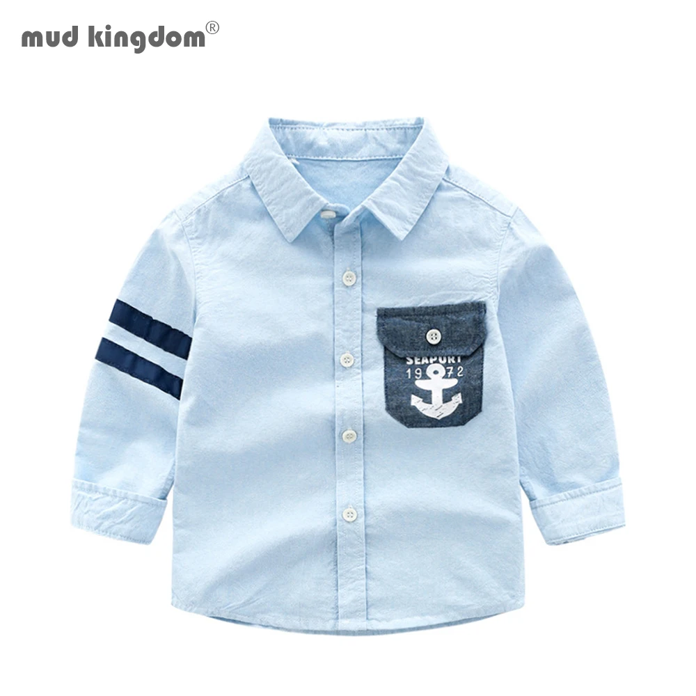 Рубашки для мальчиков с отложным воротником и длинным рукавом в полоску | Мать