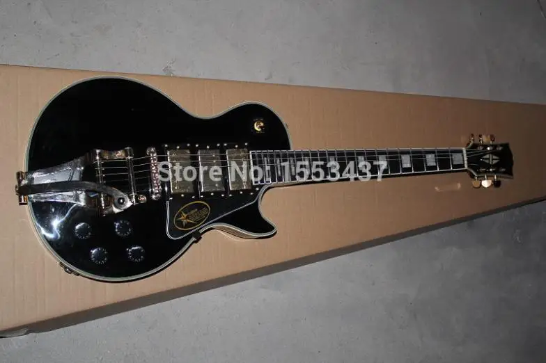 Бесплатная доставка 2015 Новый lp custom black 3 pickup jazz rocker электрическая гитара guitar