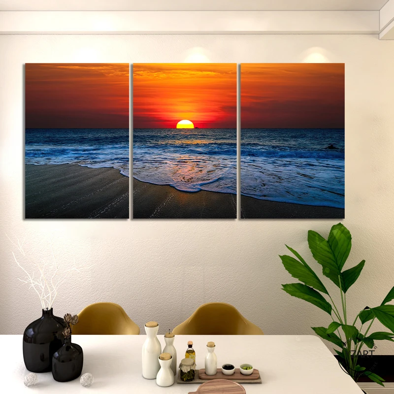 P&oacute;ster impreso sin marco para decoraci&oacute;n de pared del hogar, impresi&oacute;n en HD, atardecer, playa, hermoso mar, lienzo de Paisaje, pintura, p&oacute;ster-2