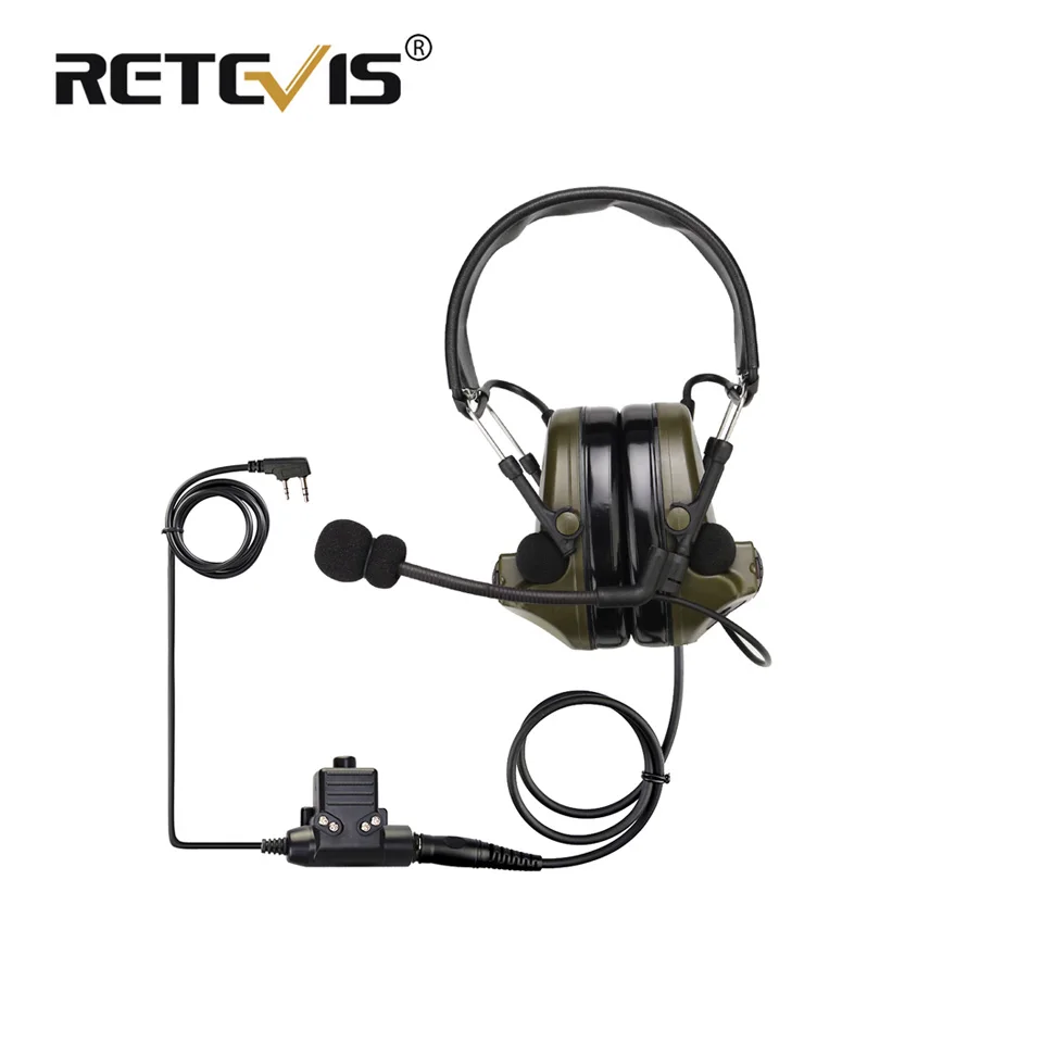 Retevis EHK007 Electronic Pickup and Noise Reduction Headphones For Kenwood 2 Pin/ For Motorola 2 Pin Walkie Talkie Headset