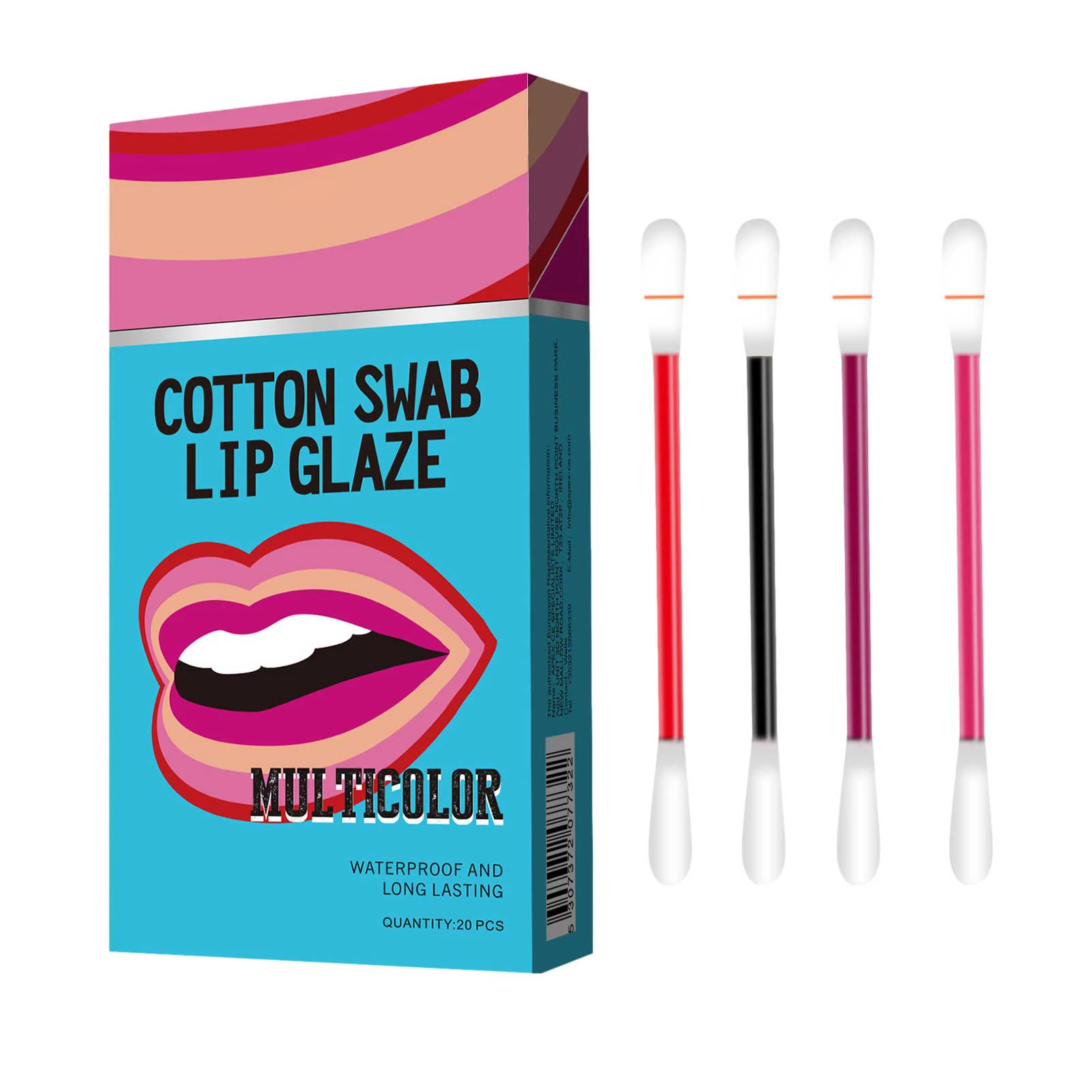 

20 Pcs/Set Lipstick Unique Design Cotton Swab Lipstick Portable Waterproof Liquid Non-Stick Cup Tattoo Lipstick Lip Tint Impart