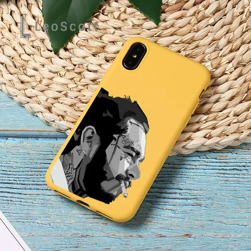 

post malone Phone Case Yellow Candy Color for iPhone 11 12 mini pro XS MAX 8 7 6 6S Plus X SE 2020 XR