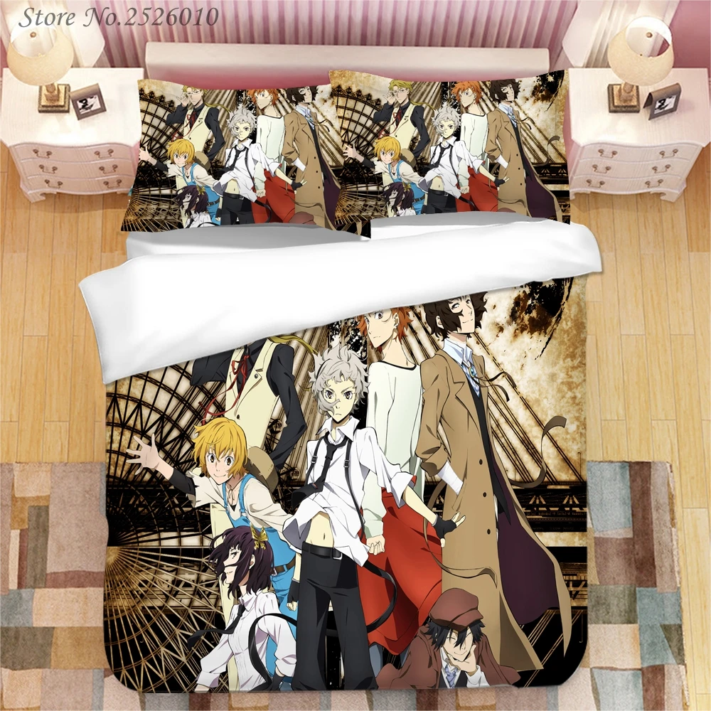 

Anime Stray Dogs 3D Printed Bedding Set King Duvet Cover Pillow Case Comforter Cover Bedclothes Bed Linens 02