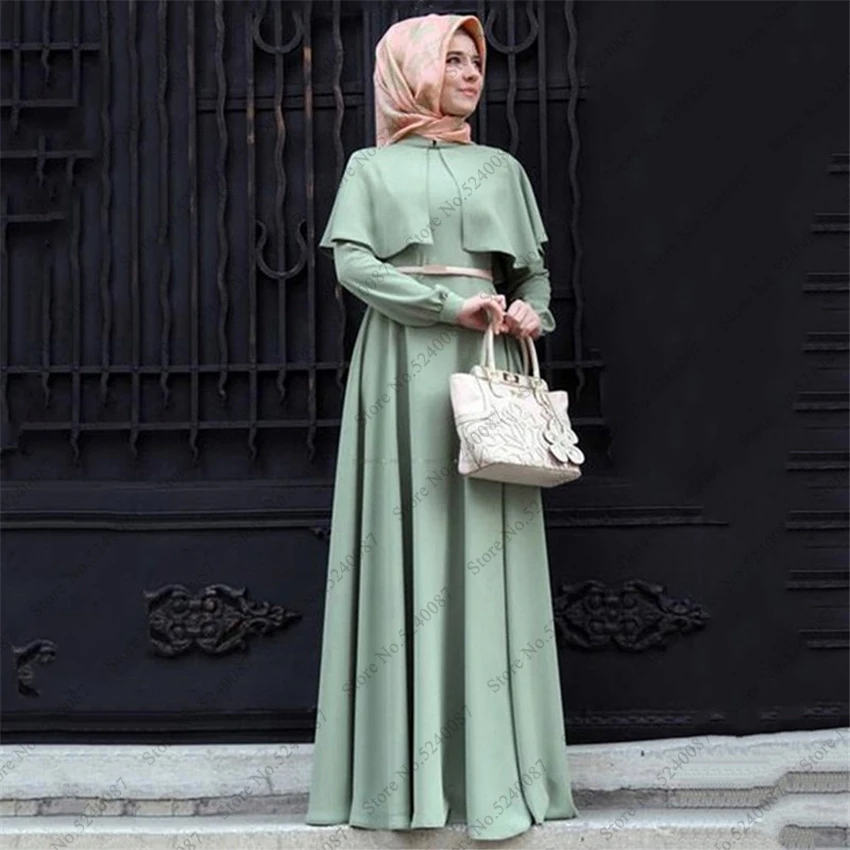 Женское платье макси с поясом хиджаб Абая Мусульманская одежда Дубай Арабская