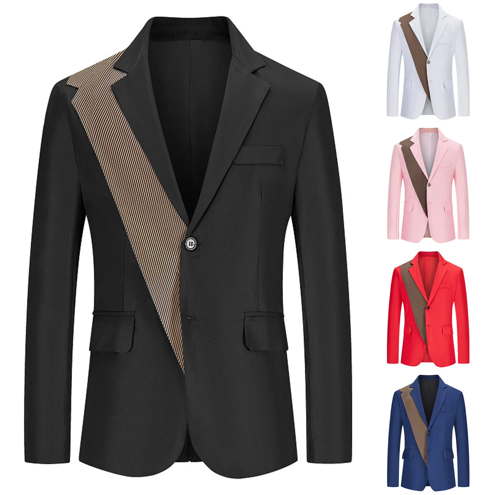 

Black Men's Blazer Suit Jacket Slim Fit Man Leisure Solid Color Suit Youth Small Suit Single Loose Coat Business Wedding Trend