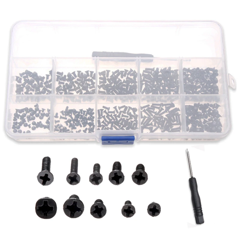 500 шт./кор. M2/M2.5/M3 черного цвета украшенная металлическими крестами головки болтов