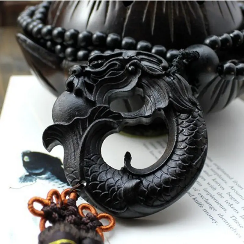 Древняя китайская мифология Черный Дракон украшения резьба по дереву Статуя