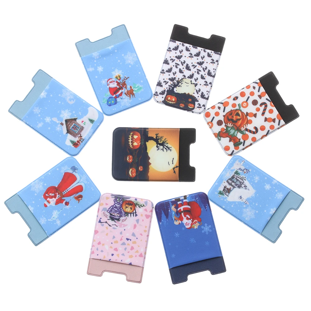 1 шт. эластичный кошелек для мобильного телефона с мраморным узором|Держатели