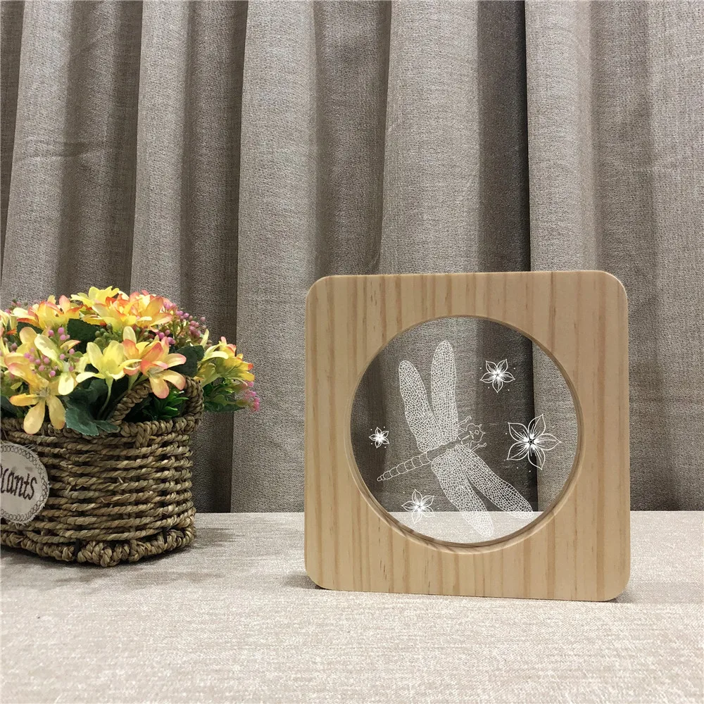 

Butterfly Shape Wooden 3D LED Arylic Night Lamp Table Light Switch Control Carving Light for Children's Birthday Gift Dropship