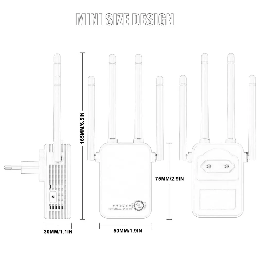 

1200Mbps Mini Gigabit Wifi Router Dual Band 5G Wifi Repeater Signal Booster Adapter Router Range Extender