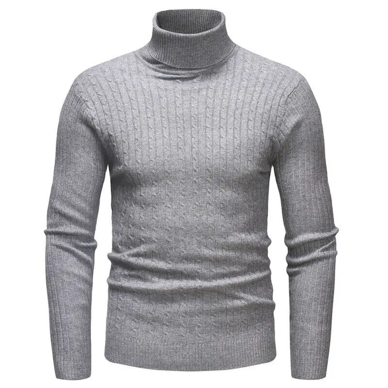 Autumn Winter New Fashion Men Long Sleeve Pullover High Neck Turtleneck Stretch Slim Basic T Shirt Tee Top Sweaters | Мужская одежда