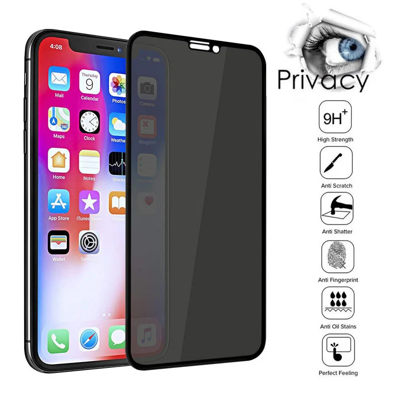 

Magtim Private Screen Protectors For iPhone 12 11 Pro Max XS MAX Anti-spy Tempered Glass For iPhone XR 6s 7 8 Plus Privacy Glass