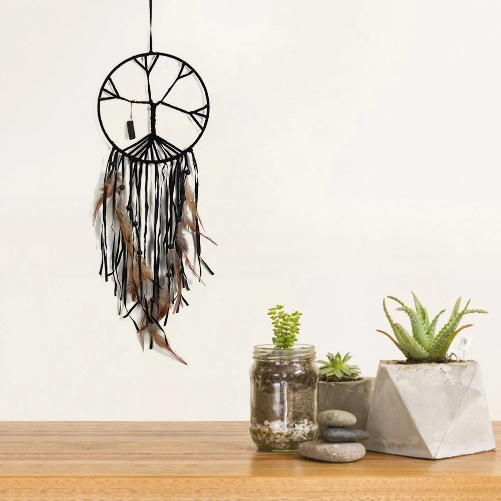 

Ловец снов дерево планета подвеска ручной работы украшение для дома круглые перья настенная подвеска Ловец снов