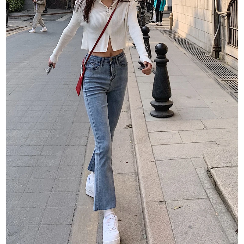 

Шикарные женские брюки-ботинки в Корейском стиле с высокой талией, стройнящие, универсальные, в стиле ретро, выбор интернет-знаменитостей, А...