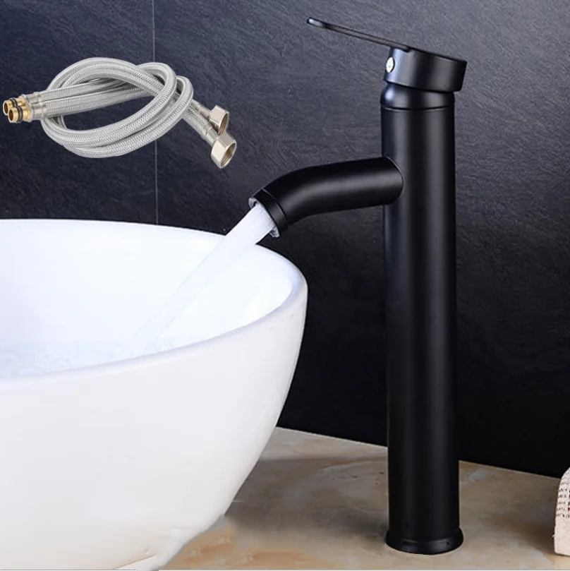 Европейский черный смеситель для раковины из нержавеющей стали 304 кран в шкафу