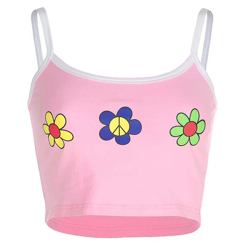 Милый топ Daisy Camis Женский Летний Уличная одежда с цветочным принтом розовый