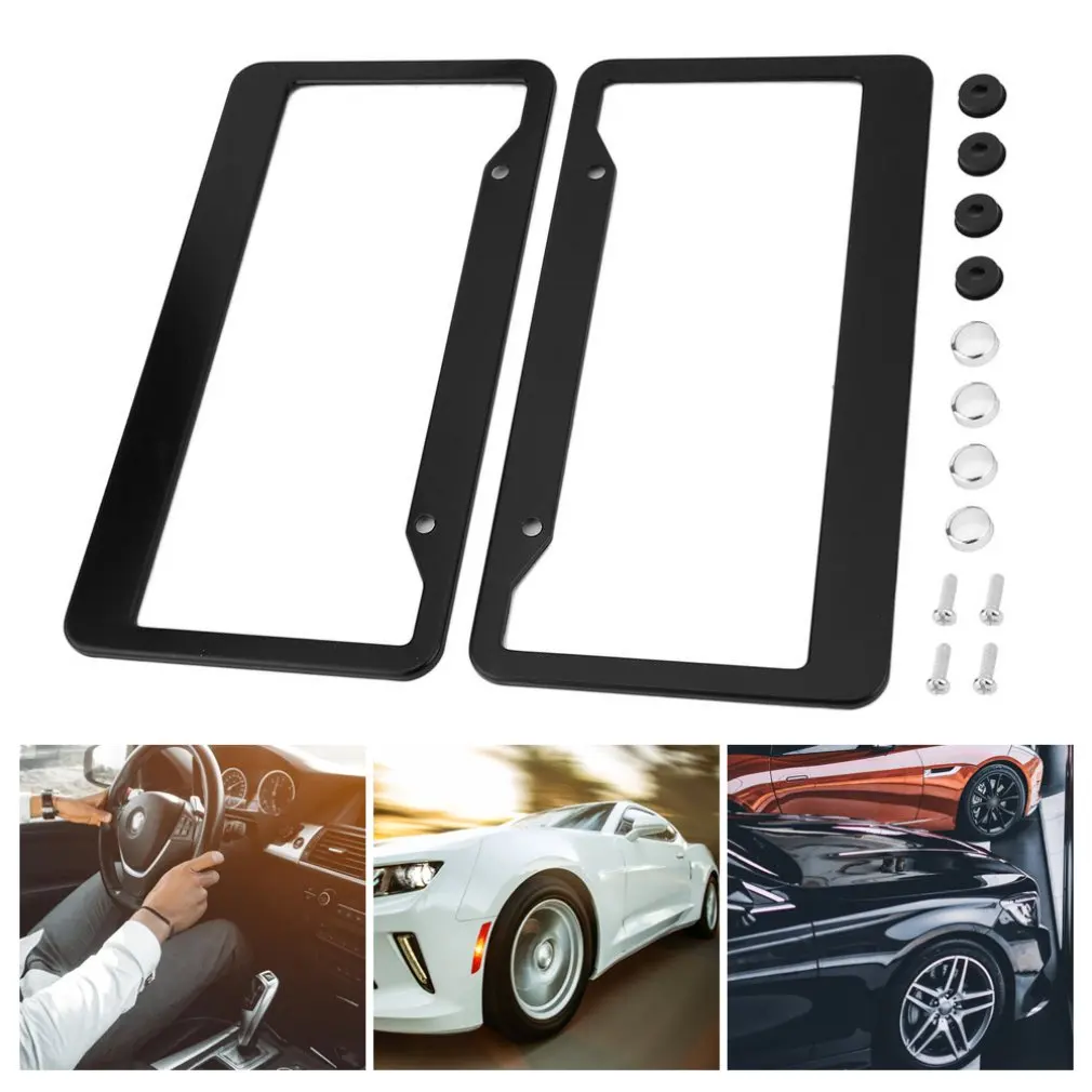 

2pcs Aluminum Alloy Car Auto License Plate Frame Covers Kit For Auto Truck Vehicles For Most American Canada Car License Plates