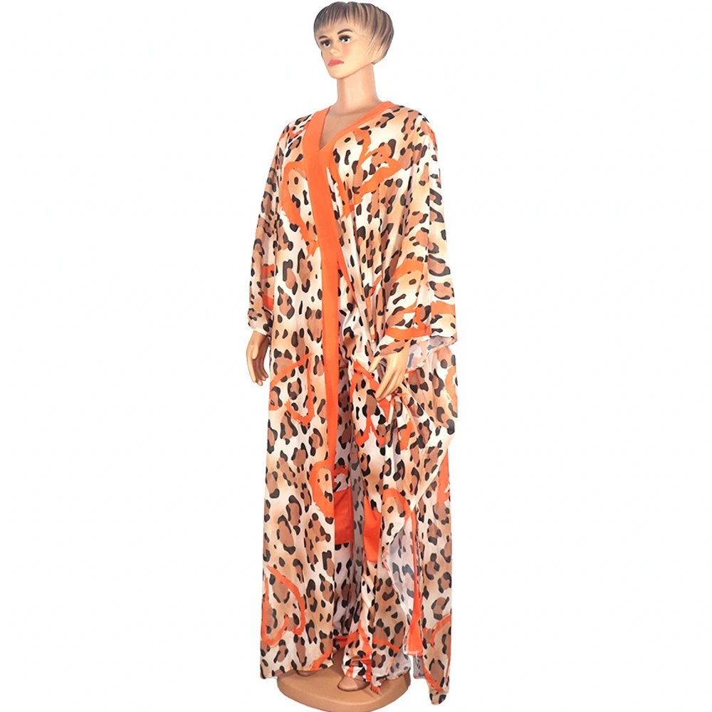 

2 Piece Matching Set Long Tops Coat And Wide Leg Pants 2021 Women African Dashiki New Fashion Two Piece Suit Suits Outfits