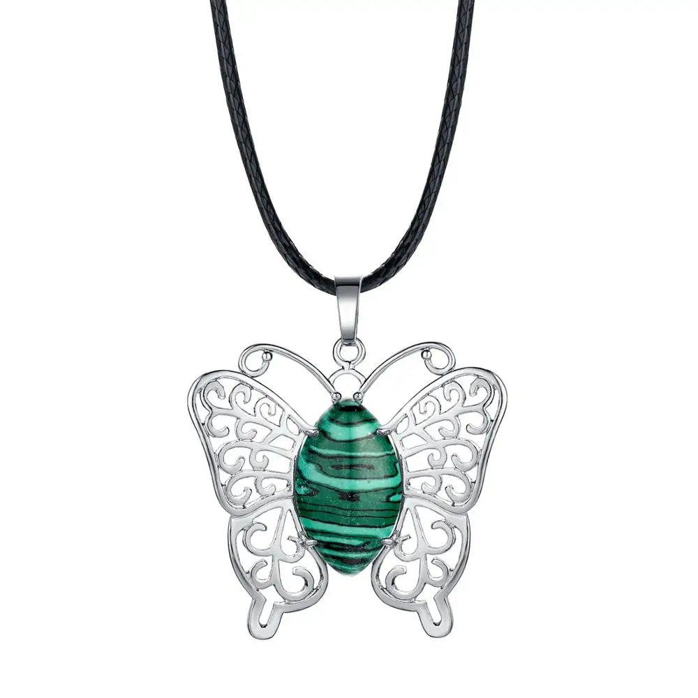 ASHMITA ожерелье с подвеской бабочкой из натурального камня Длинная цепочка для