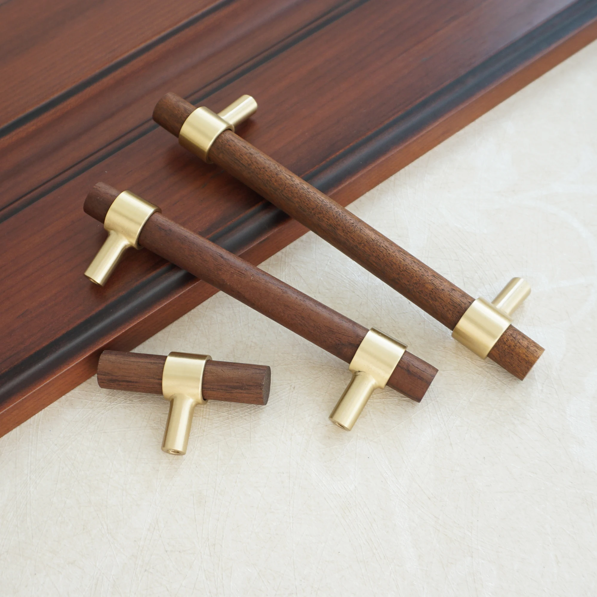 4 &quot5&quot деревянная ручка ящика медные дверные ручки T Бар Ручка кухонный шкаф